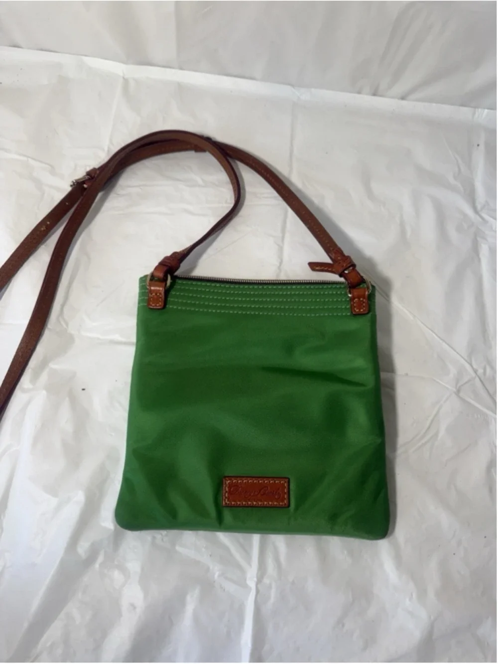 Dooney & Bourke Green Nylon North South Triple Zip Shoulder Crossbody Bag Purse